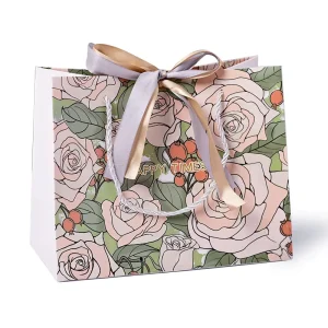 Customizable Eco-Friendly Coated Paper Gift Bags with Ribbon in Stock for Birthday Party and Holiday Presents