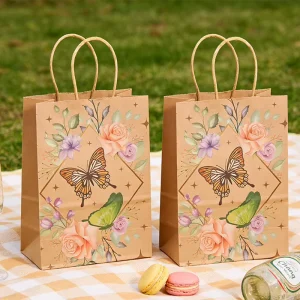 Customizable Eco Friendly Kraft Paper Gift Bags Cotton Rope Handles Classic Style UV Offset Silk Exhibition Promotion