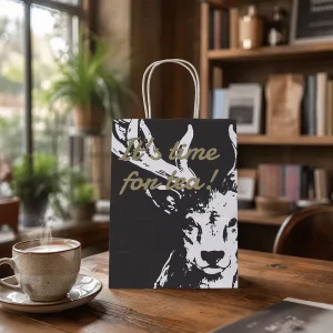Customizable Flat Handle Eco Friendly Large Paper Bags with logo