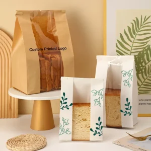 Customizable Kraft Bakery Paper Food Bag Sturdy Food Grade Recycled Materials for Takeaway Food Packaging Supermarkets Your Own