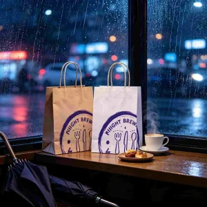 Customizable Kraft Paper Gift Bags Twisted Handles Small Business White Brown Shopping Carrier for Pizza Food Sushi Take Away