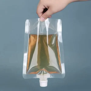 Customizable Logo Clear Food Grade PET PE Plastic Stand up Spout Pouch Disposable Milk Drink Liquid Pack