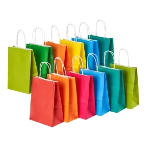 Customizable Logo Printing Colored Kraft Paper Bags with Handles OEM ODM Shopping Gift Packaging Bags Retail Business Promotion