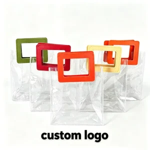 Customizable Logo Transparent PVC Shopping Tote Bag Clear Fashion Handbag with Customizable Logo