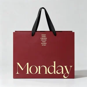 Customizable Luxury Recyclable Red Paper Gift Bag with Logo Durable Printed Bags for Store Shopping and Customer with Handles
