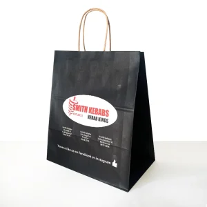 Customizable Offset Printed Brown Recycled Kraft Paper Patch Shopping Bags Promotional Supermarket Eco Friendly
