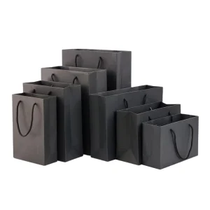 Customizable Paper Bag White and Brown Kraft Paper Bags with Flat Handles Square Black Pink Paper Bags for Dresses Packaging