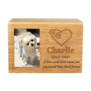 Customizable Pet Memorial Urn Eco friendly Bamboo Material Western Style Photo Ashes Box for Dogs Cats and Birds