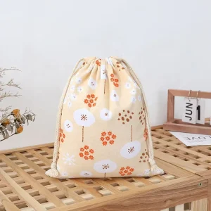 Customizable Printed Cloth Pockets Coffee Candy Storage Party Wedding Textile Gift Packaging Cotton Canvas Drawstring Dust Bag