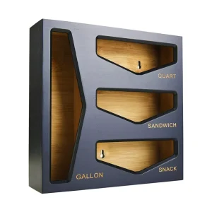 Customize Black Natural Wooden Bamboo Ziplock Bag Drawer Organizer Storage Box Wall Mounted Bamboo for Kitchen Drawer