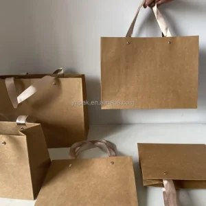 Customize Eco Friendly Brown Kraft Paper Shopping Bags with Thick Handles for Promotion and Supermarket Use Luxury Style