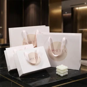 Customize Size Classic White Shopping Paper Bag with Your Own Logo for Shoes Clothing
