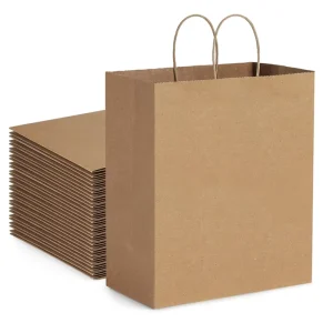 Customize Takeout Paper Bag for Restaurant shopping retail Recycled Kraft Paper Bags with logo