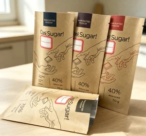 Customized 5g 3 Side Seal Bag Heat Seal Kraft Paper Bag Biodegradable Flat Pouches for Cosmetic Samples