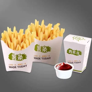 Customized Biodegradable Takeaway Fast Food Holding Box White Cardboard Fried Chicken Box for Delivery