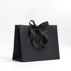 Customized Brand Logo Offset Printing Recycled Materials Paperboard Bag Reusable Luxury Boutique Shopping Black Gift