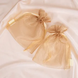 Customized Colorful Transparent Organza Gift Bag with Ribbon Bow Drawstring Organza Bag for Cosmetics