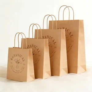 Customized Eco Friendly Classic Brown Kraft Paper Takeaway Bag With Logo for Shopping Promotion Exhibition Supermarket Kraft Bag