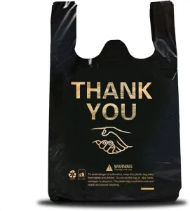 Customized Eco-Friendly Vest Handle Tshirt Bags Shopping Plastic Bag with Thank You Logo