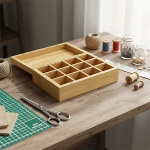 Customized Fancy Eco Friendly Painted Unfinished Storage Remote Wooden Essential Oil Bamboo Box with Dividers