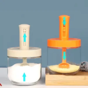 Customized Food Grade Kitchen Glass Spice Bottle Round Cylinder Glass Bottle with Retractable Plastic Spoon