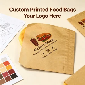 Customized Food Paper Bags 13*13cm Greaseproof PE Lining Colorful Kraft Paper Bags For Takeaway