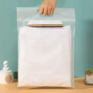 Customized Gravure Printed Recyclable CPE Material Underwear Frosted Zip Lock Clothing Packaging Plastic Bags with Handle 100PCS