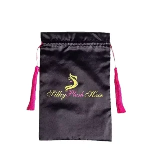 Customized High quality Eco friendly Luxury Silk Satin Bag for Hair Gift Storage Drawstring Smooth Reusable Dust Bag 35*25cm