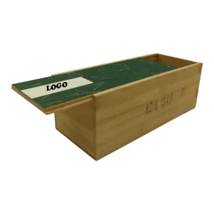 Customized LOGO Engraved Bamboo Box Wooden Bamboo Wine Box with Sliding Lid