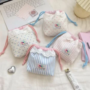 Customized Lady Lace Cute Drawstring Insulated Dust Bag Canvas Lining Customized Color Factory Direct for Jewelry Makeup