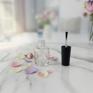 Customized Logo Clear Glass Nail Polish Oil Bottle Screw Lid Customized Label Stickers 15ml Custom Color Screen Printing