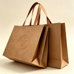 Customized Logo Eco-friendly Recyclable Paperboard Shopping Gift Packaging Bags with Embossing Craft Small Business Candle
