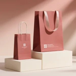 Customized Logo Elegant Red Gift Paper Bag Jewelry Small Gift Storage Packaging Paper Bag Hand held Ribbon Clothing Shopping Bag