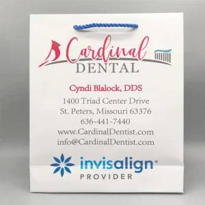 Customized Logo Gold Foil Stamping SBS Paper Dental Bags Oral Care Clinic Packaging Recyclable Eco friendly Folding Flat