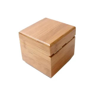 Customized Logo Handmade Eco Friendly Bamboo Wood Watch Packaging Box with Natural Color for Single Watch Storage