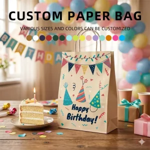 Customized Logo Kraft Paper Carrier Bags with Handles for Fast Food Take Away Burgers Sushi Restaurant Delivery