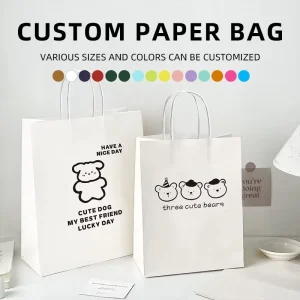 Customized Logo Premium Chain Bakery Packaging Biscuit Cookie Cake Bread Cowhide Packaging Takeaway Paper Bag