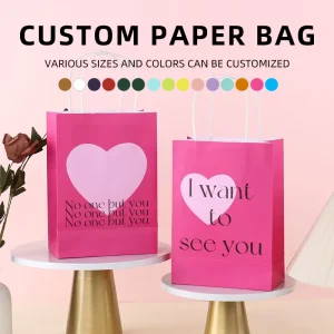 Customized Logo Premium Kraft Paper Bags with Flat Handles Eco Friendly Recyclable Clothing Shopping Bag