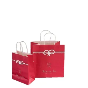 Customized Logo Printed Cardboard Packaging Box White Cardboard Gift Box With Handle Red Paper Clothing Packaging Gift