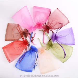 Customized Logo Printing Organza Storage Bags Organza Gift Bags Organza Bags for Jewelry Perfume Candle Gift Packaging