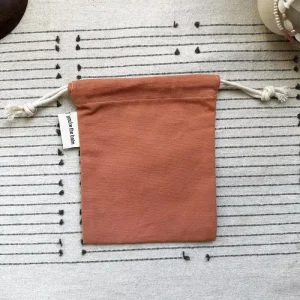 Customized Logo Recycled Natural Canvas Cotton Drawstring Bag Pouch Small Pink Cloth Double String Dust Bag for Jewelry