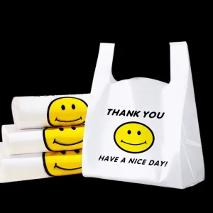 Customized Logo Size T shirt PE Durable Plastic Shopping Bag with Gravure Printing for Grocery Supermarket Take out Use