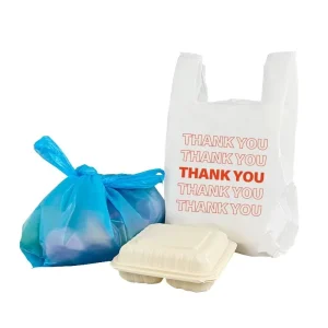 Customized Logo T Shirt Bag Recyclable Vest Handle HDPE Material Supermarket Shopping Bags for Grocery Retail