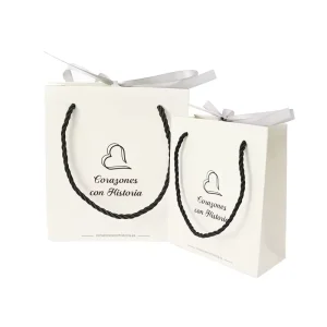Customized Luxury White Art Bow Ribbons Rope Handles Biodegradable Durable Paperboard for Jewelry Shopping Gift Bags