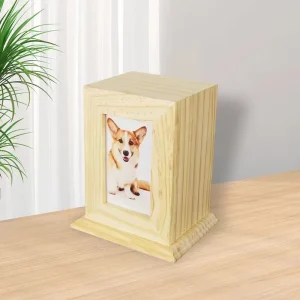 Customized Modern Luxury Bamboo Pet Urn Box with Photo Frame for Dogs Eco-Friendly Durable