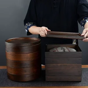 Customized Multifunctional Circular Tea Storage Gift Box for Organizing Wooden Bamboo Tea Containers