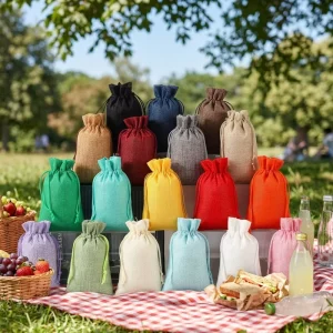 Customized Organic Reusable Durable Linen Dust Collection Bags with Drawstrings Summer Washable Gift Bags