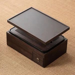 Customized Portable Rectangle Multifunctional Tea Tray Storage Box Integrated Inspection Organization Wooden Bamboo Gift Box Tea