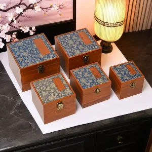 Customized Portable Rectangle Walnut Wood Porcelain Storage and Gift Box for Tea Teacup Wooden and Bamboo Articles