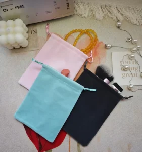 Customized Print Eco Friendly Dust Velvet Drawstring Pouch Personalized Logo Necklace Ring Bracelet Jewelry Bag
